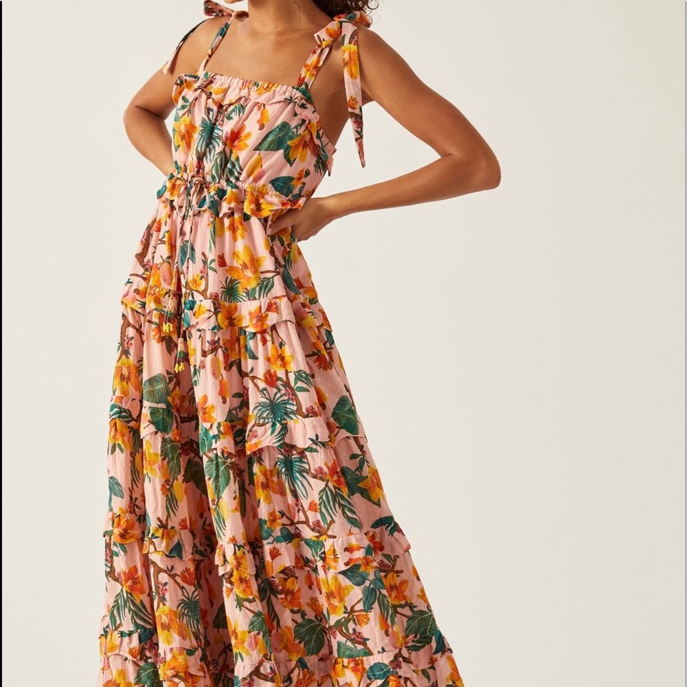 FARM Rio Pink Floral Maxi Dress